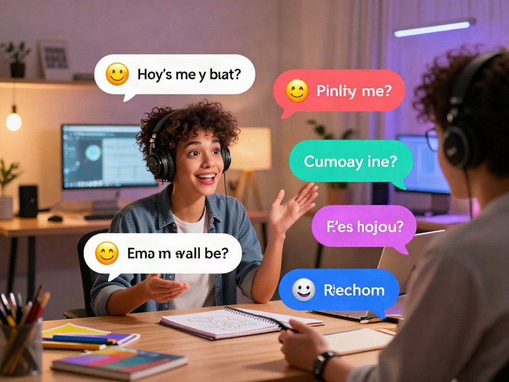 Engaging spicy chat AI conversation with a vibrant avatar in a dynamic home office environment.