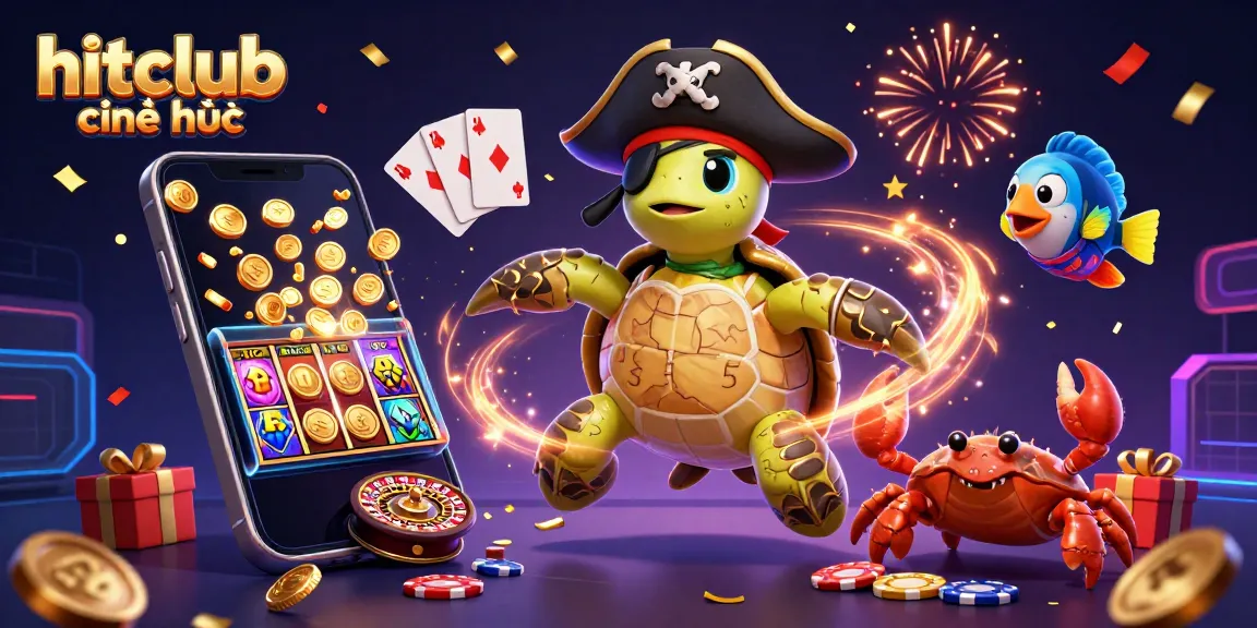 Experience hitclub chính thức with a lively pirate turtle, crab, and parrotfish amid exciting casino games.